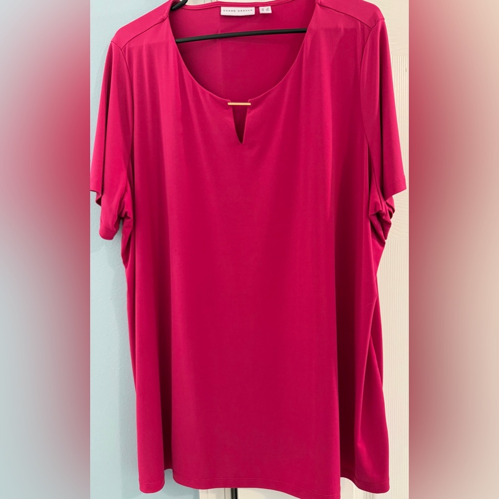 Susan Graver Liquid Knit Pink Tunic 2X - EUC, very gently used!